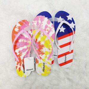 New Abound Bundle of 2 American Flag Tie Dye Thong Flip Flop Slippers S176